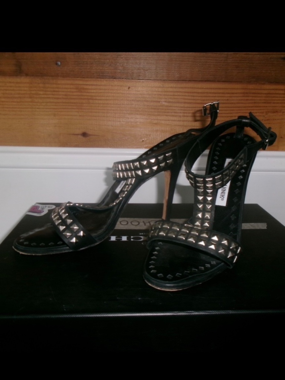 Vintage black studded heels size 37